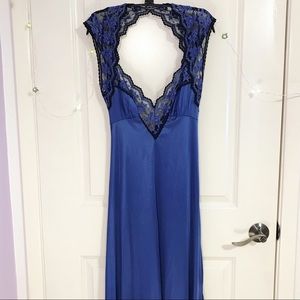 Romantic Royal Blue Silky, Lacy Gown